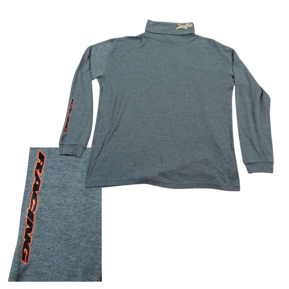 Ski-Doo Team Bombadier Sno Gear Turtleneck Mens L Gray Racing Side Hit Spellout